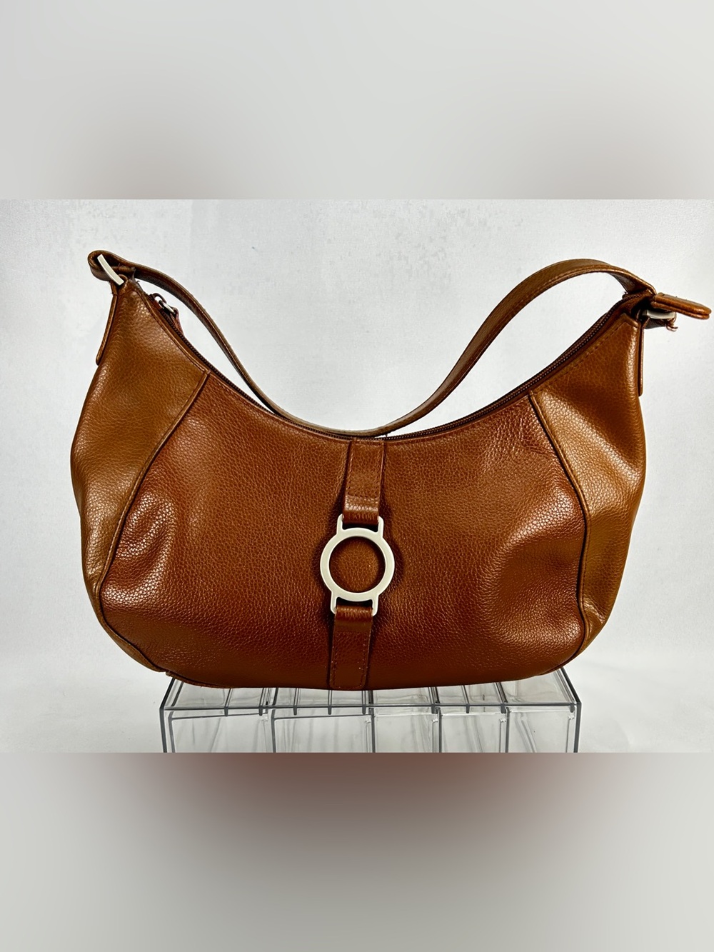 Mossimo Brown Pebbled Leather HOBO Shoulder Bag with Silver Ring